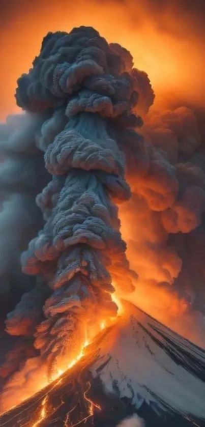 Fiery volcanic eruption with vibrant lava and smoke clouds.