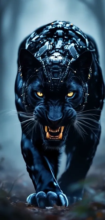 Walking Black Robot Panther Live Wallpaper