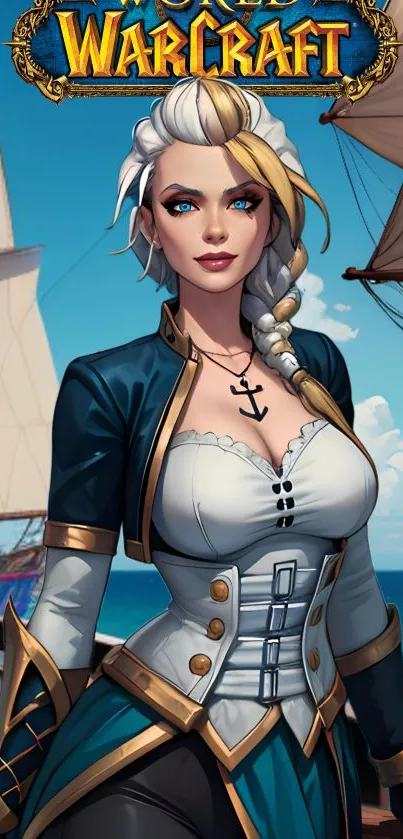 Warcraft pirate captain mobile wallpaper with nautical theme.