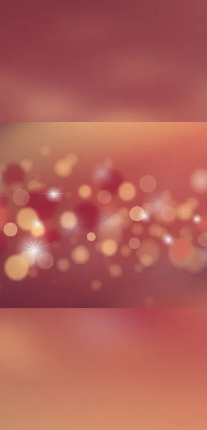 Warm bokeh wallpaper with red and orange hues and light circles.