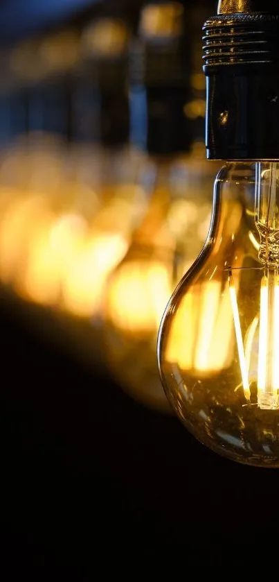 Vintage light bulbs glowing warmly with elegant and cozy ambiance.