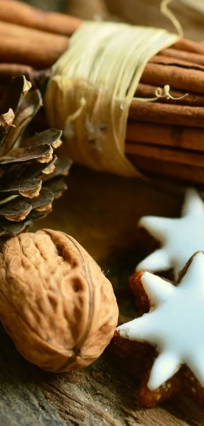 Cinnamon sticks and star-shaped cookies showcase warmth.