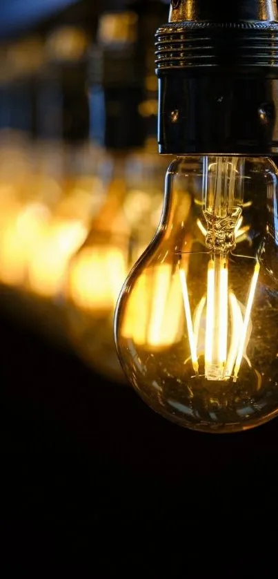 Warm vintage light bulb with dark background wallpaper.