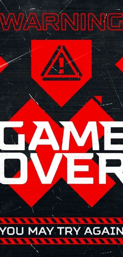 Mobile wallpaper with 'Game Over' warning in red and black.