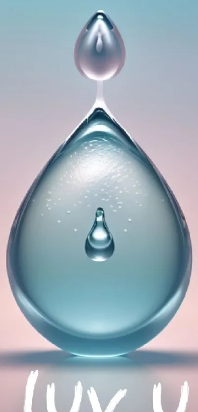 Artistic water droplet against pastel background.