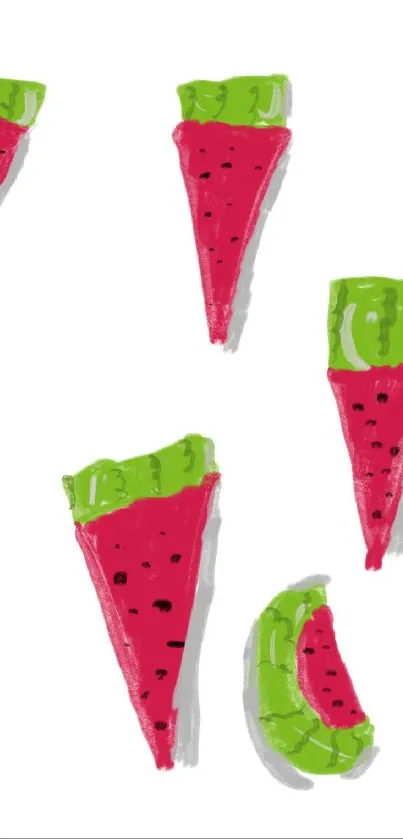 Colorful watermelon slices on a white background wallpaper.