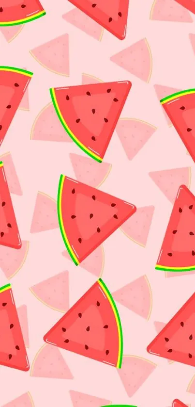 Vibrant watermelon slices on a pink background pattern.