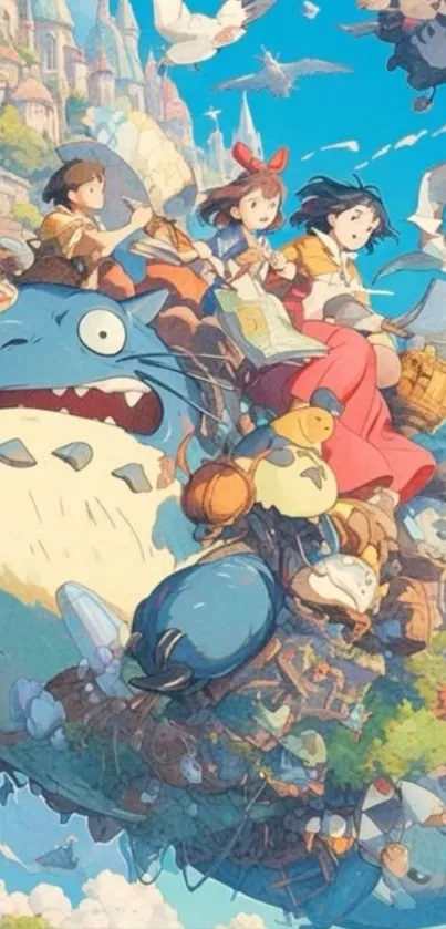 Whimsical anime adventure with magical creature.
