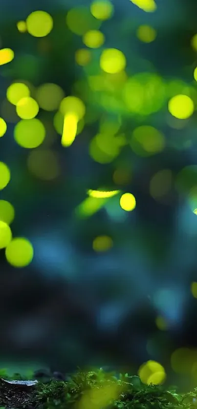 Cartoon character in a forest with glowing fireflies in the background.