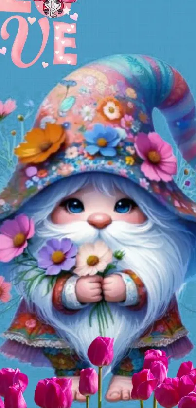 Whimsical Gnome Floral Art Live Wallpaper