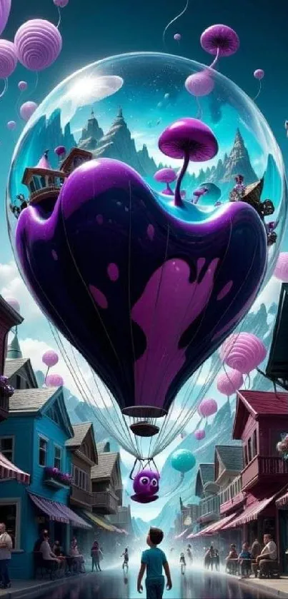 Fantasy street with purple balloon
