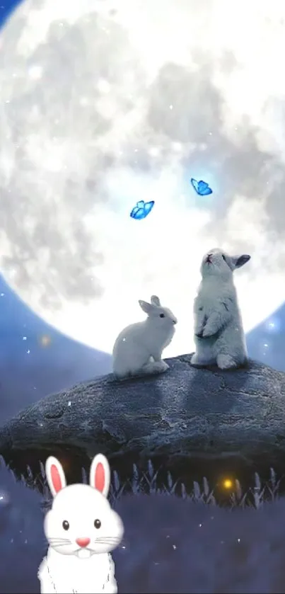 Whimsical Moonlit Rabbit Scene - free download