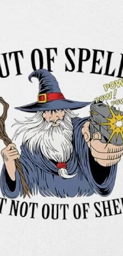Whimsical wizard with hat and shells illustration.