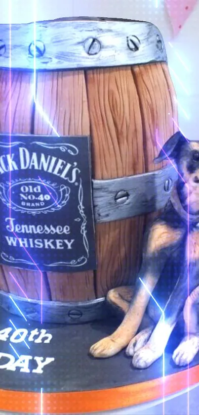 Whiskey barrel cake and dog mobile wallpaper.