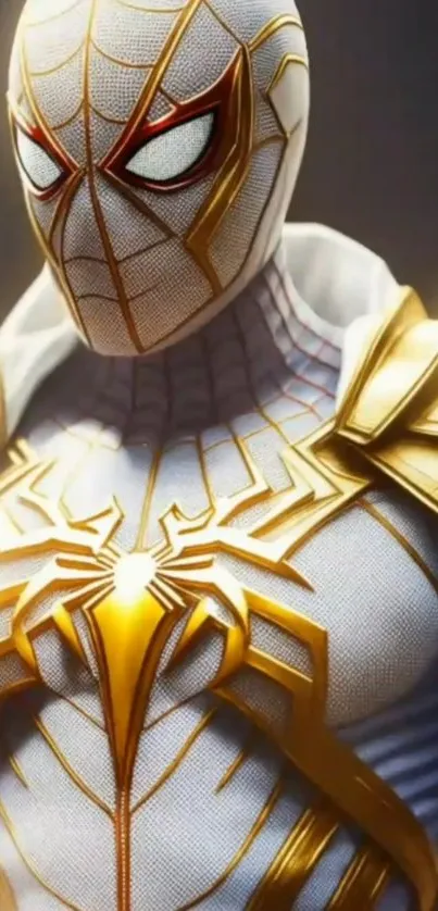 White and gold armor hero wallpaper for mobile.