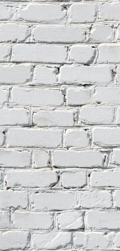 White brick wall texture for mobile phone wallpaper.