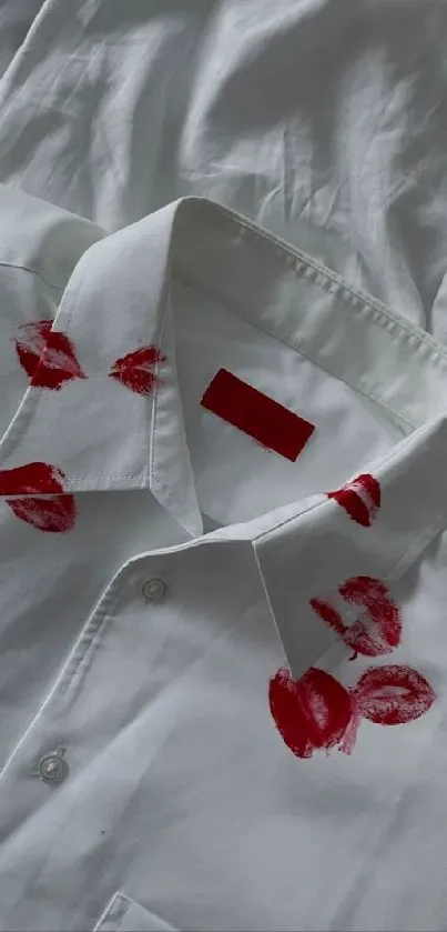 White shirt with red lipstick prints design wallpaper.