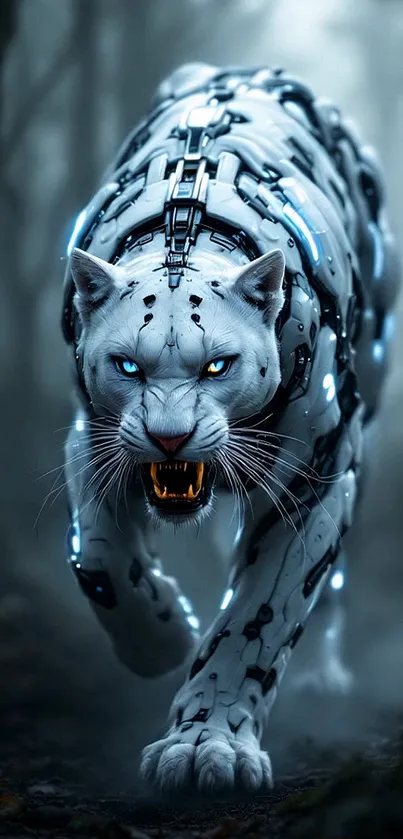 White Walking Robot Panther Live Wallpaper