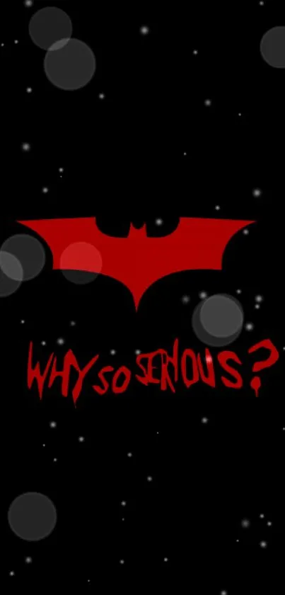 Red bat and Why So Serious text on black background for mobile.