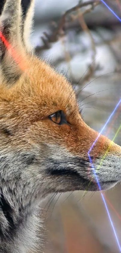 Majestic wild fox in natural habitat, side profile.