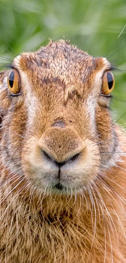 Wild hare in a lush green field, capturing a natural moment.