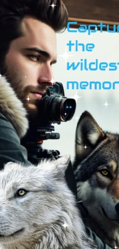 Photographer capturing wolves in the wild, inspiring nature scene.