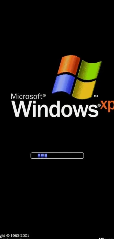 Classic Windows XP logo on a black background, featuring multicolored flag.