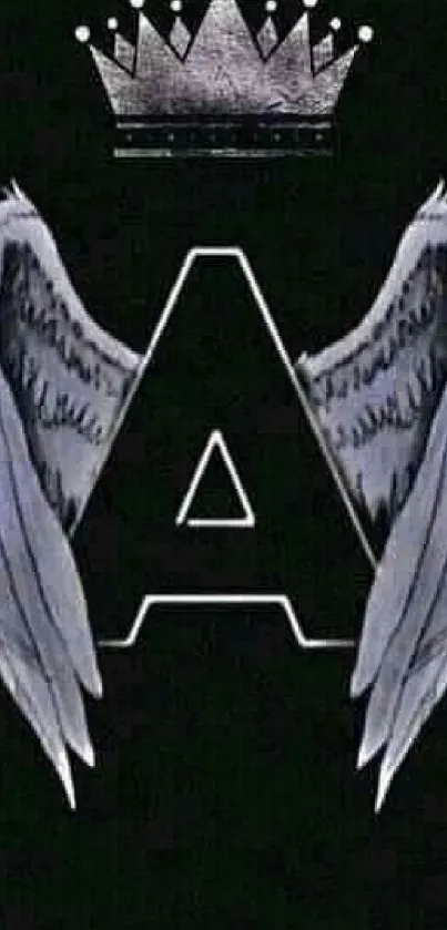 Winged letter 'A' with crown on black background.