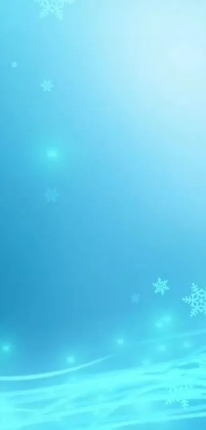 Blue mobile wallpaper with snowflakes and a serene winter theme.