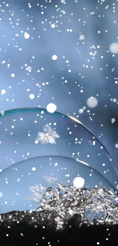 Winter bubbles with snowflakes mobile wallpaper.