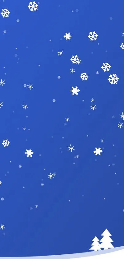 Minimalistic winter night sky with snow and trees.