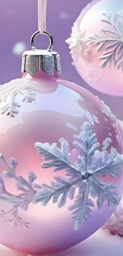 Winter Pink Christmas Ornament Live Wallpaper