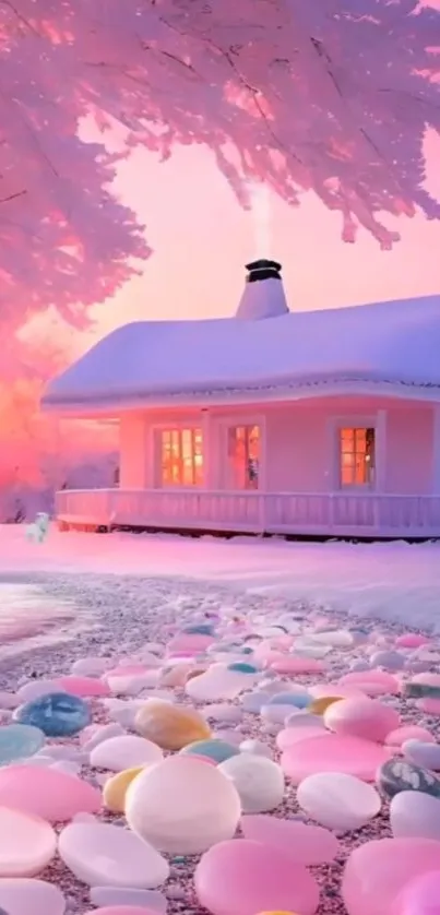 Winter Pink Snow Live Wallpaper