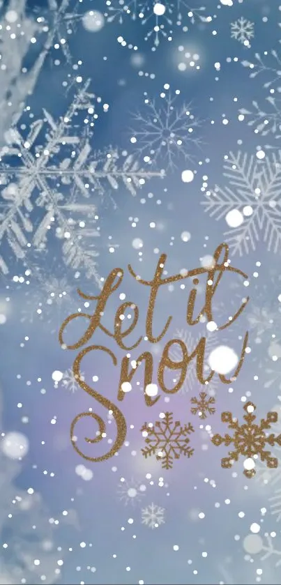 Let it Snow winter-themed wallpaper with snowflakes.