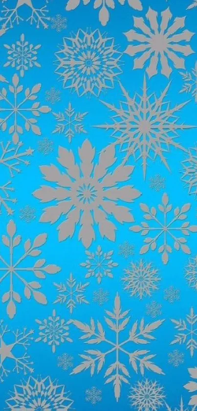 Blue snowflake mobile wallpaper with a winter theme.