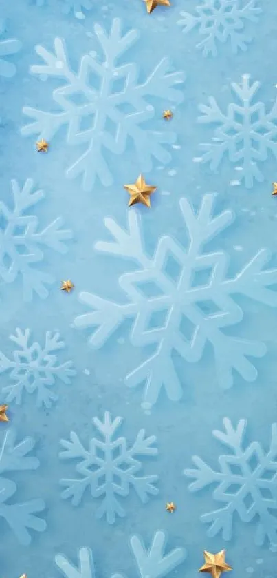 Magical winter wallpaper with snowflakes and hearts in blue and pink hues.