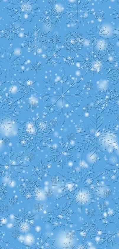 Blue snowflake winter wallpaper for mobile phones.