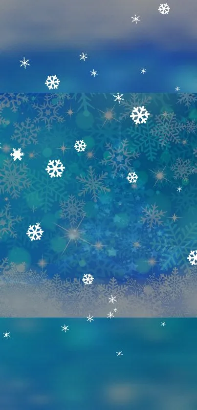 Blue snowflake wallpaper with serene winter design.