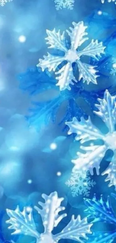 Blue and white snowflake pattern wallpaper.