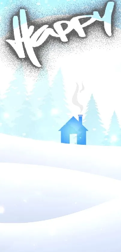 Tranquil winter landscape with snowy hills and evergreens under a starlit sky.
