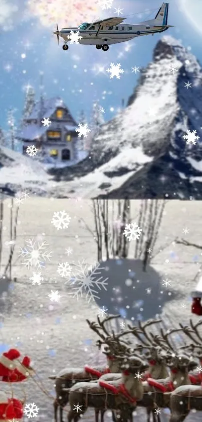 Enchanting winter landscape with reindeer and snow.