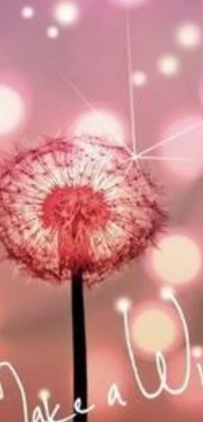 Dreamy pink dandelion wallpaper with a wishful theme.