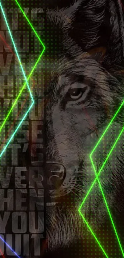 Majestic wolf with neon lines wallpaper.