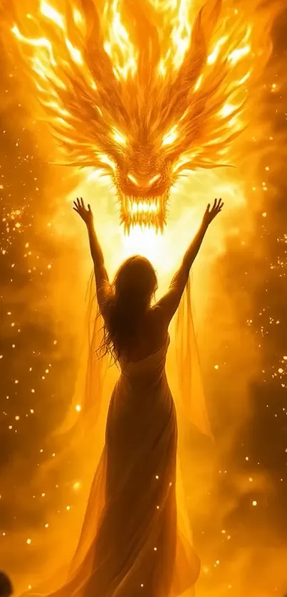 Woman Standing In Front Of A Dragon Live Wallpaper