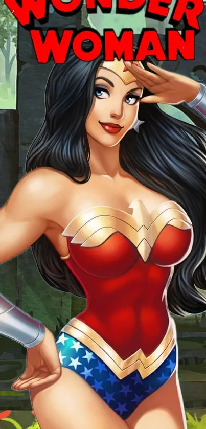 Wonder Woman animated wallpaper with vivid colors.