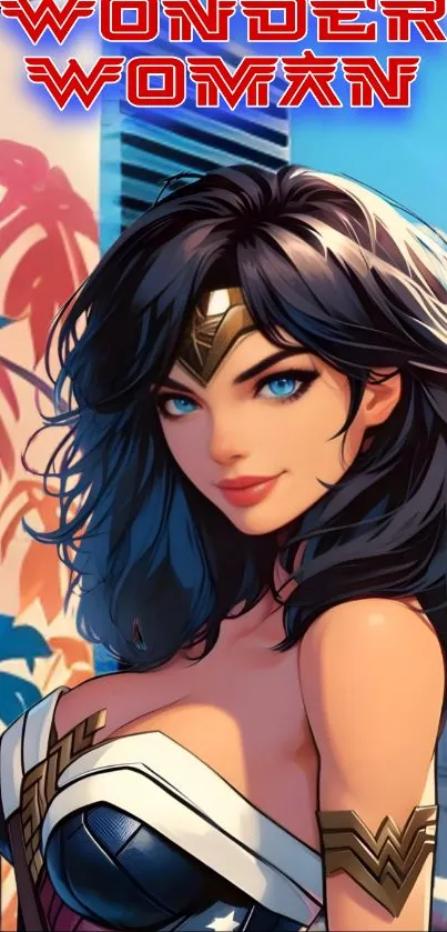 Wonder Woman animated wallpaper with vibrant colors.