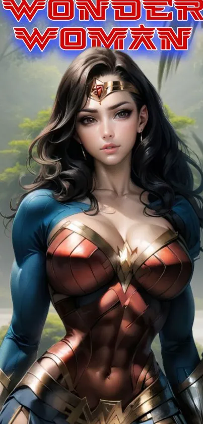 Wonder Woman fantasy art wallpaper full of color and detail.
