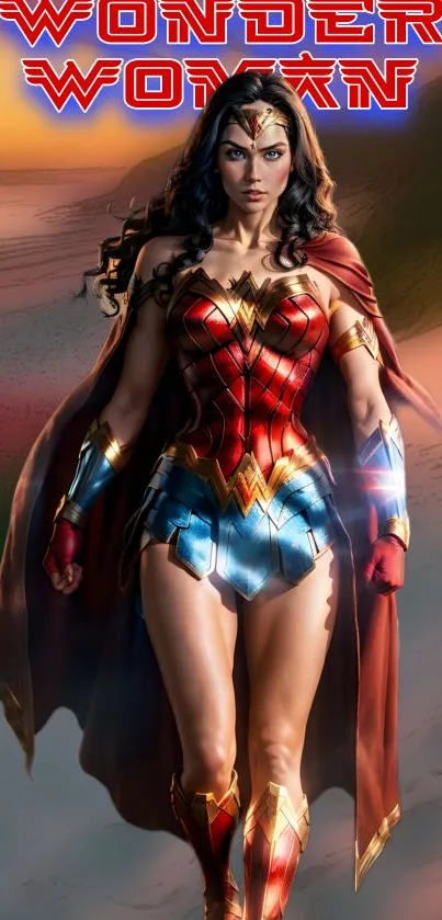 Wonder Woman in red and blue costume wallpaper.