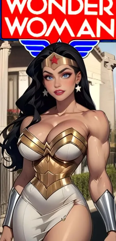 Wonder Woman superhero art mobile wallpaper.