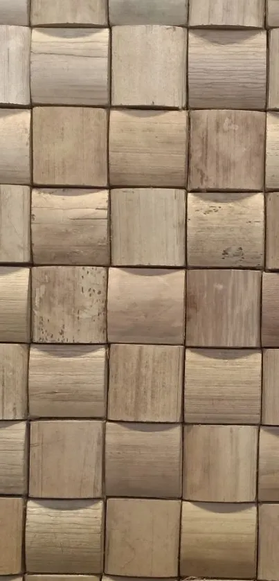 Wooden texture wallpaper with interlocking square pattern.